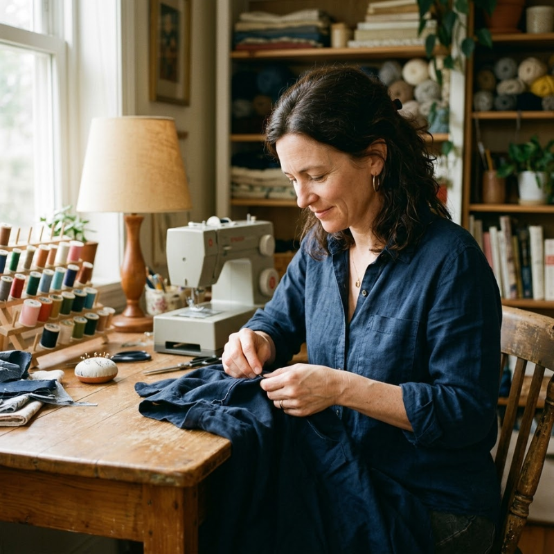 Anna sewing